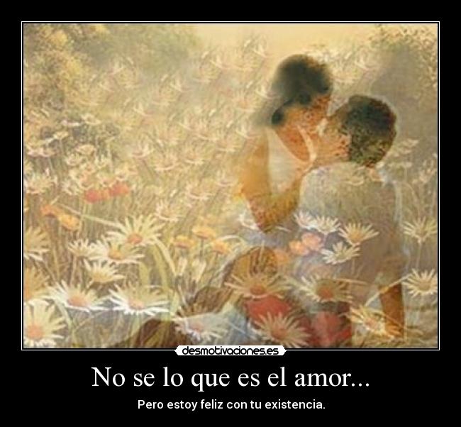 No se lo que es el amor... - Pero estoy feliz con tu existencia.