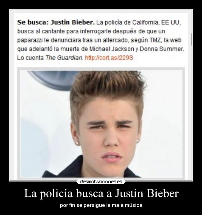 La policía busca a Justin Bieber - 