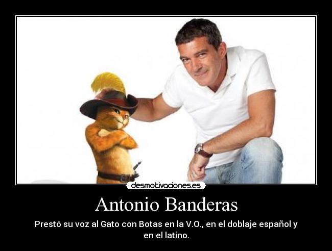 carteles antonio banderas voz gatoscon botas version original doblaje desmotivaciones