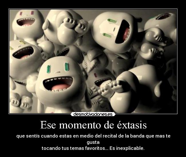 Ese momento de éxtasis - que sentís cuando estas en medio del recital de la banda que mas te gusta
tocando tus temas favoritos... Es inexplicable.