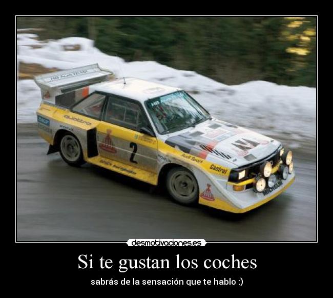 carteles coche audi quatro rally sensacion motor desmotivaciones