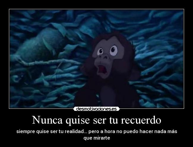 Nunca quise ser tu recuerdo - siempre quise ser tu realidad... pero a hora no puedo hacer nada más que mirarte