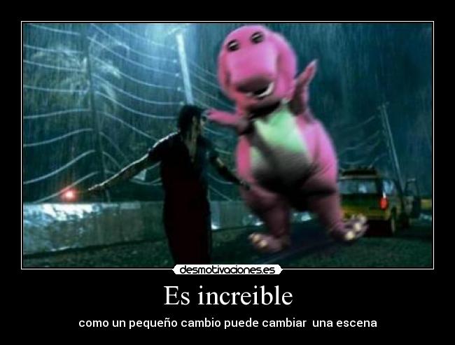 carteles jurassic park barney escena cambio aegls desmotivaciones