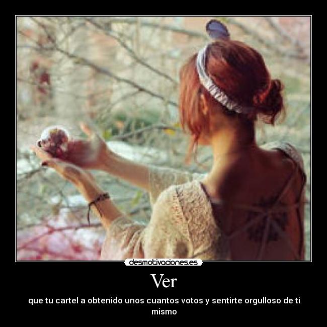 Ver - que tu cartel a obtenido unos cuantos votos y sentirte orgulloso de ti mismo