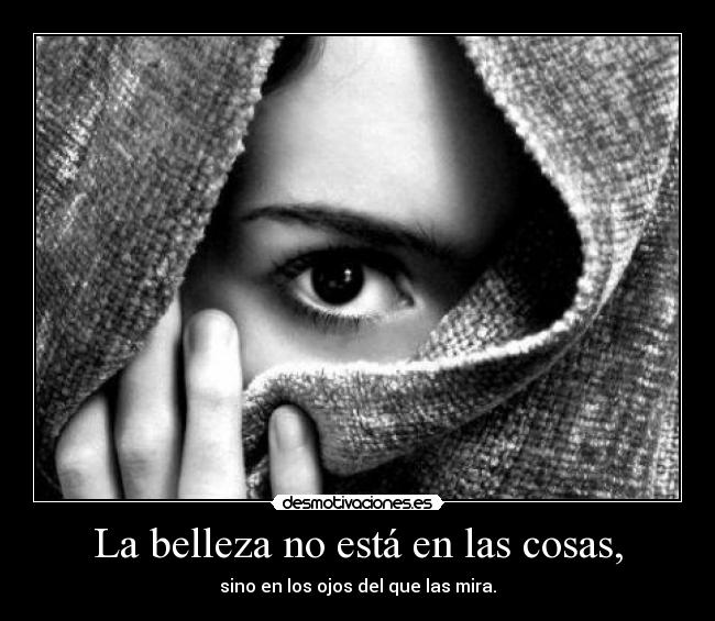 La belleza no está en las cosas, - sino en los ojos del que las mira.