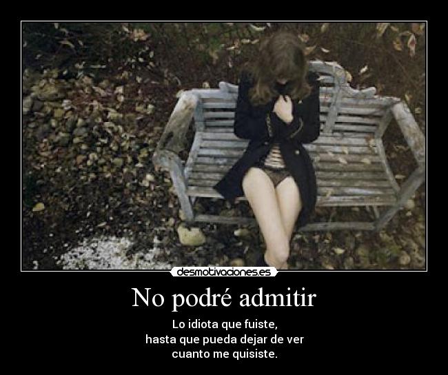 No podré admitir - Lo idiota que fuiste,
hasta que pueda dejar de ver
cuanto me quisiste.