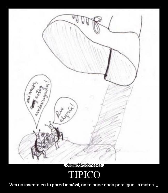 TIPICO - Ves un insecto en tu pared inmóvil, no te hace nada pero igual lo matas ._.