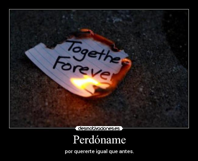 Perdóname - por quererte igual que antes.