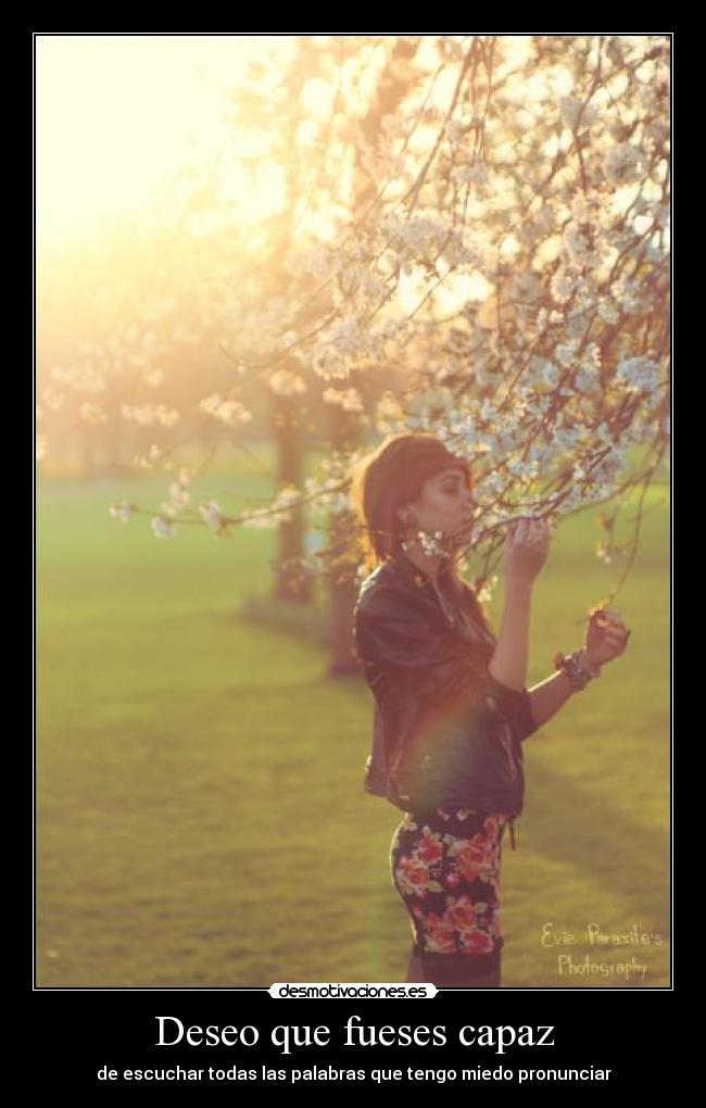 Deseo que fueses capaz - de escuchar todas las palabras que tengo miedo pronunciar