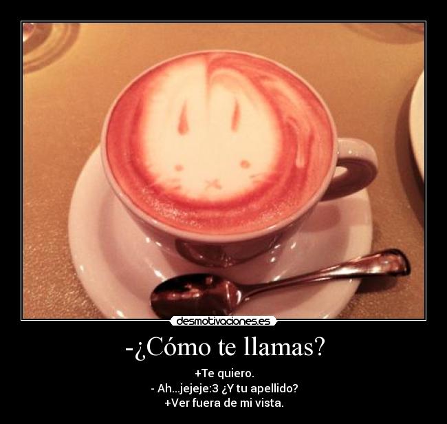 -¿Cómo te llamas? - +Te quiero.
- Ah...jejeje:3 ¿Y tu apellido?
+Ver fuera de mi vista.