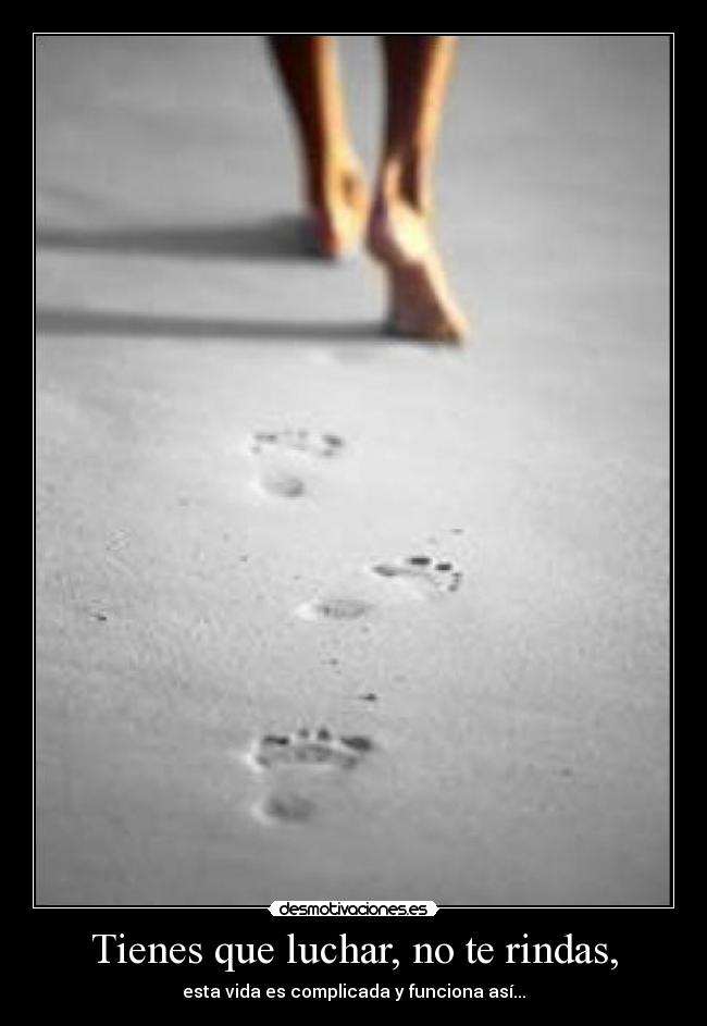 Tienes que luchar, no te rindas, - esta vida es complicada y funciona así...