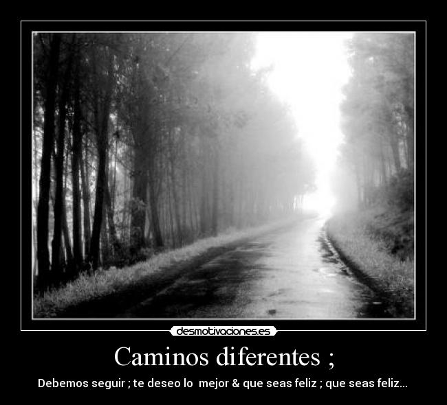 Caminos diferentes ; - Debemos seguir ; te deseo lo mejor & que seas feliz ; que seas feliz... ♪