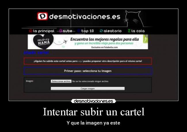 Intentar subir un cartel - Y que la imagen ya este