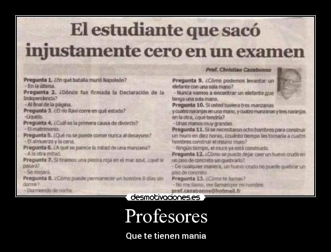 Profesores - Que te tienen mania