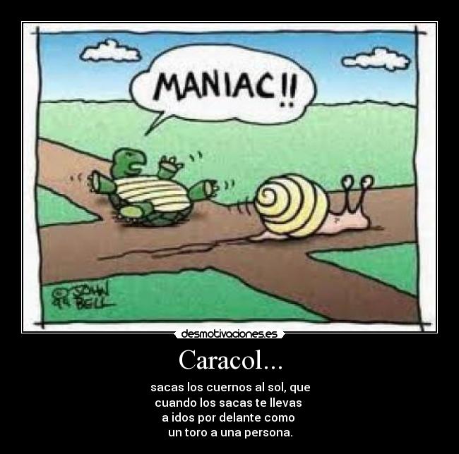 Caracol... - sacas los cuernos al sol, que
cuando los sacas te llevas
a idos por delante como
un toro a una persona.