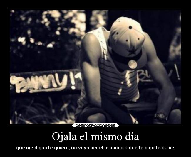 Ojala el mismo día - que me digas te quiero, no vaya ser el mismo día que te diga te quise.