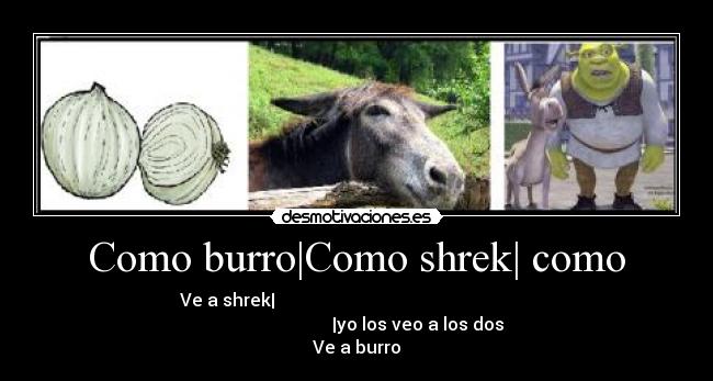 Como burro|Como shrek| como - Ve a shrek|                                                                                        |yo los veo a los dos
Ve a burro