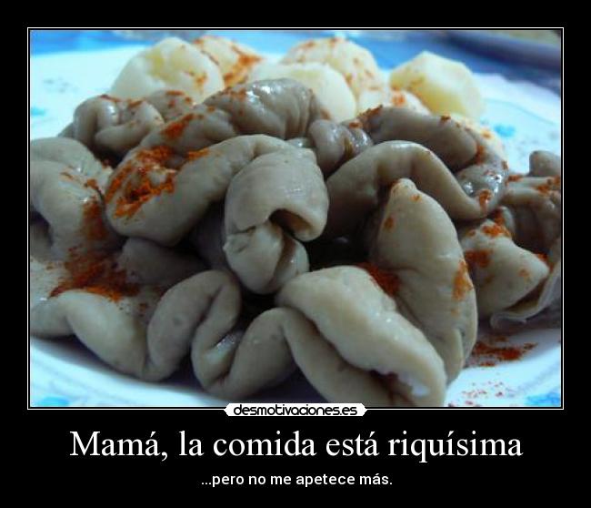 Mamá, la comida está riquísima - ...pero no me apetece más.