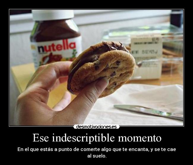 Ese indescriptible momento - En el que estás a punto de comerte algo que te encanta, y se te cae al suelo.