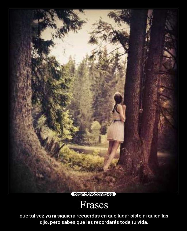 Frases - que tal vez ya ni siquiera recuerdas en que lugar oíste ni quien las
dijo, pero sabes que las recordarás toda tu vida.
