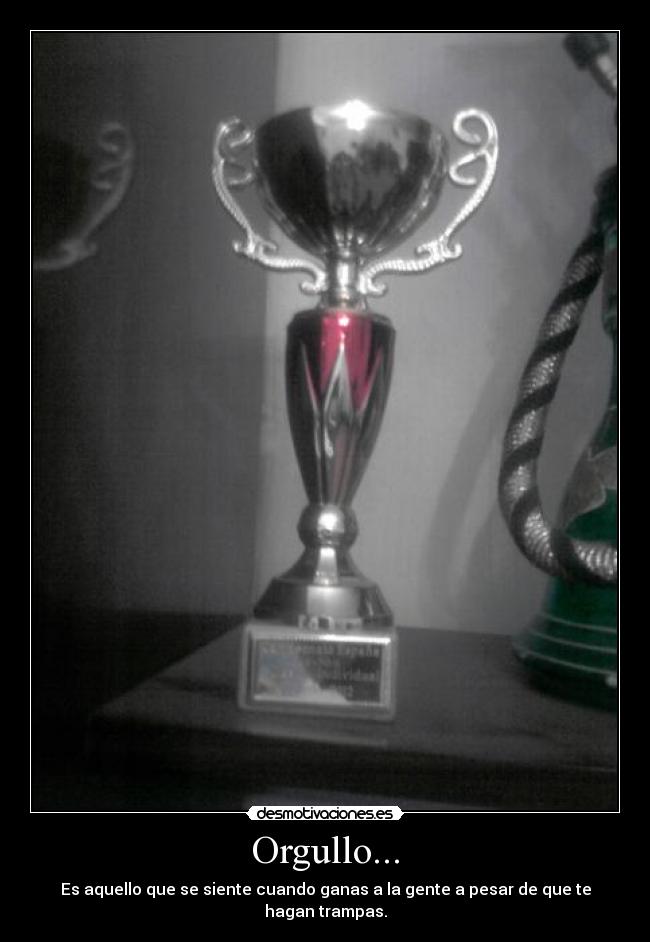 Orgullo... - Es aquello que se siente cuando ganas a la gente a pesar de que te hagan trampas.