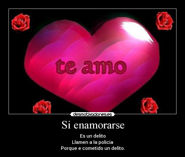 Si enamorarse - Es un delito
Llamen a la policia
Porque e cometido un delito.