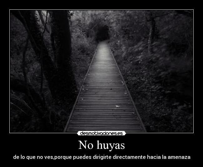 No huyas - de lo que no ves,porque puedes dirigirte directamente hacia la amenaza