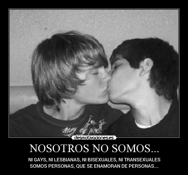 NOSOTROS NO SOMOS... - NI GAYS, NI LESBIANAS, NI BISEXUALES, NI TRANSEXUALES
SOMOS PERSONAS, QUE SE ENAMORAN DE PERSONAS....