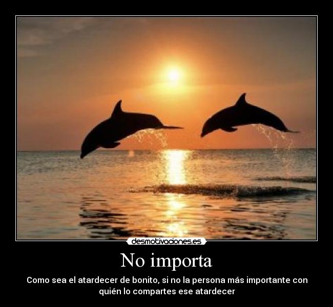 No importa - Como sea el atardecer de bonito, si no la persona más importante con
quién lo compartes ese atardecer
