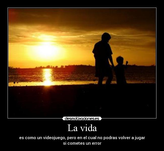 La vida - es como un videojuego, pero en el cual no podras volver a jugar
si cometes un error