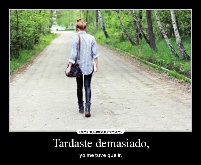 Tardaste demasiado, - yo me tuve que ir.