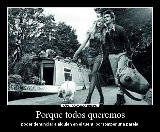 Porque todos queremos - poder denunciar a alguien en el tuenti por romper una pareja.
