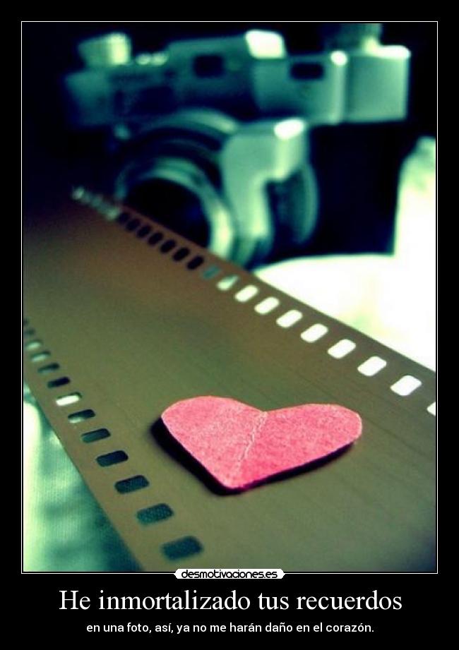 He inmortalizado tus recuerdos - en una foto, así, ya no me harán daño en el corazón.