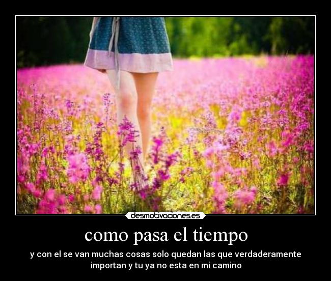 como pasa el tiempo - y con el se van muchas cosas solo quedan las que verdaderamente
importan y tu ya no esta en mi camino