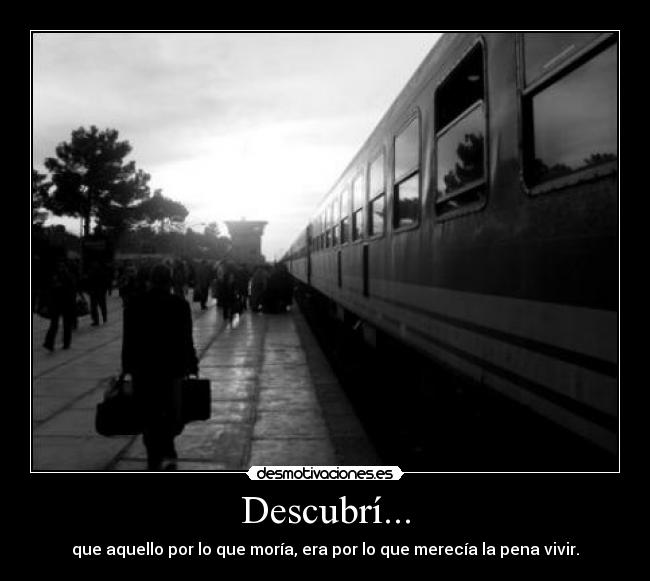 Descubrí... - que aquello por lo que moría, era por lo que merecía la pena vivir.