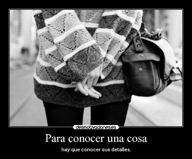 Para conocer una cosa - hay que conocer sus detalles.