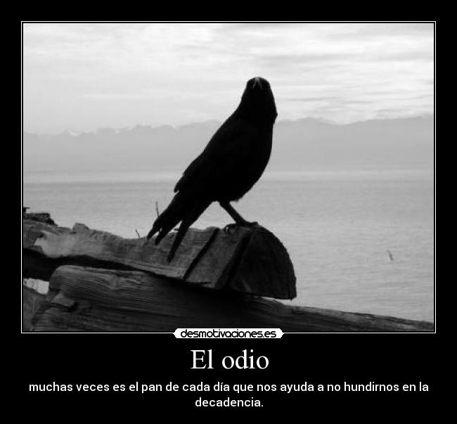 El odio - muchas veces es el pan de cada día que nos ayuda a no hundirnos en la decadencia.