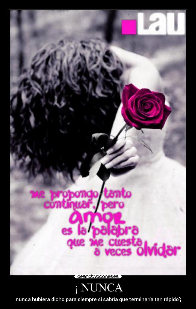 ¡ NUNCA - nunca hubiera dicho para siempre si sabría que terminaría tan rápido¡