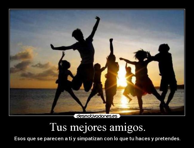 Tus mejores amigos. - Esos que se parecen a ti y simpatizan con lo que tu haces y pretendes.
