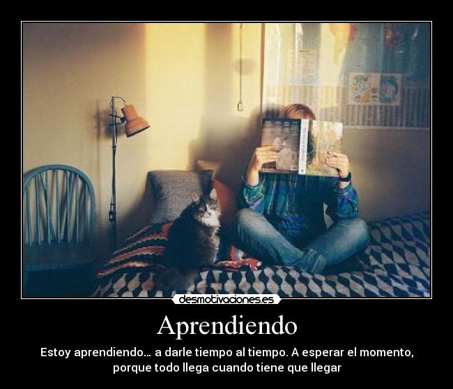 Aprendiendo - Estoy aprendiendo… a darle tiempo al tiempo. A esperar el momento,
porque todo llega cuando tiene que llegar