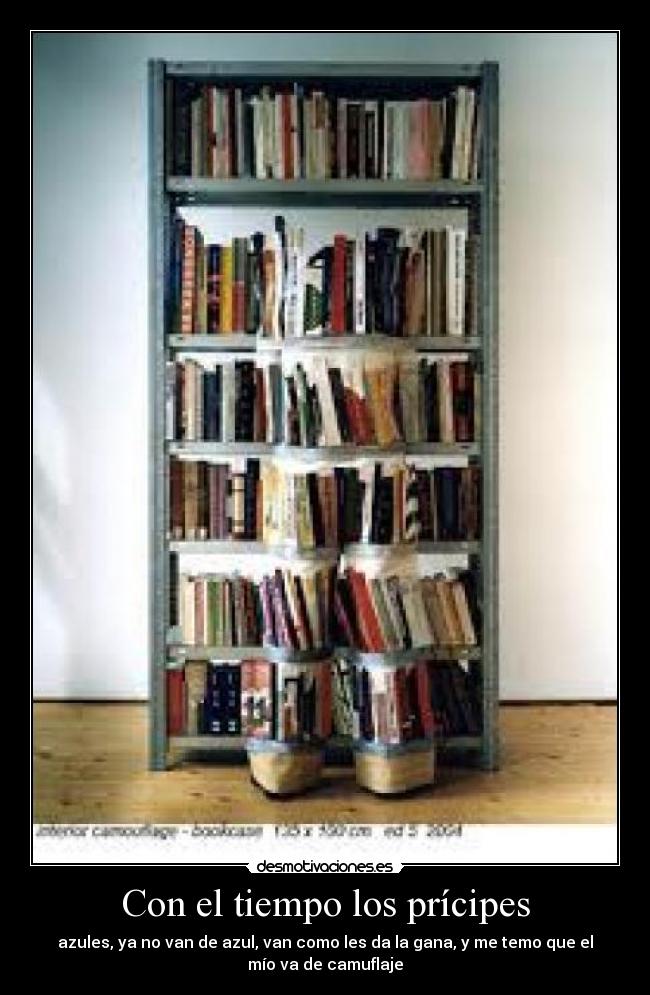 Con el tiempo los prícipes - azules, ya no van de azul, van como les da la gana, y me temo que el
mío va de camuflaje