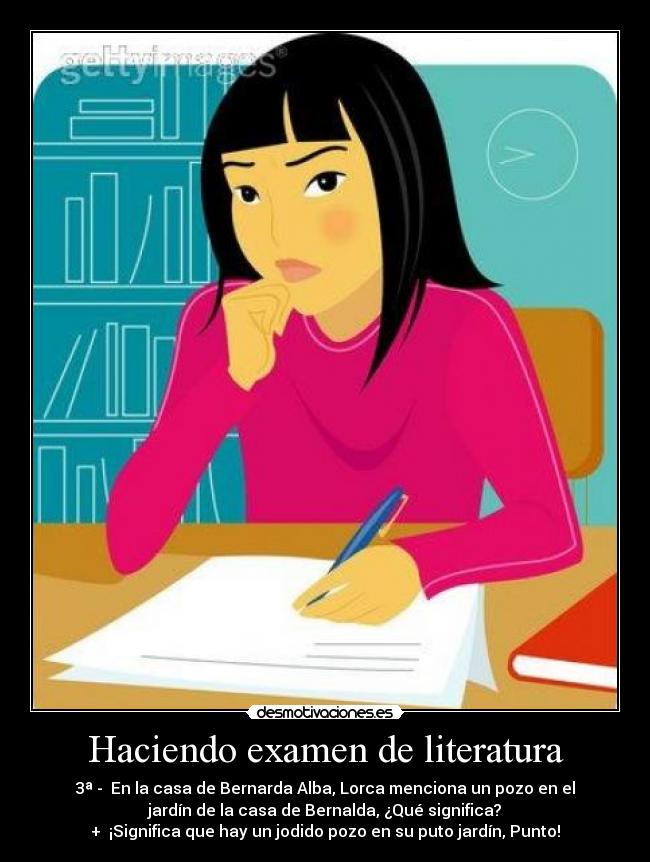 Haciendo examen de literatura - 