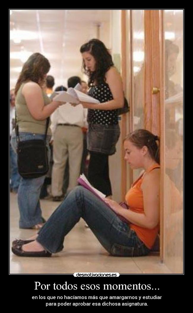 Por todos esos momentos... - en los que no hacíamos más que amargarnos y estudiar
para poder aprobar esa dichosa asignatura.