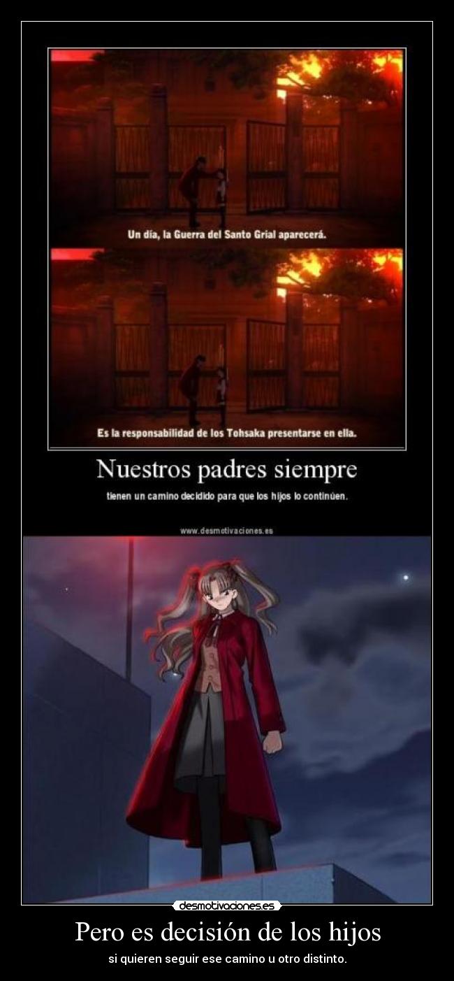 carteles fate stay night rin tohsaka gaararafez harukaze desmotivaciones