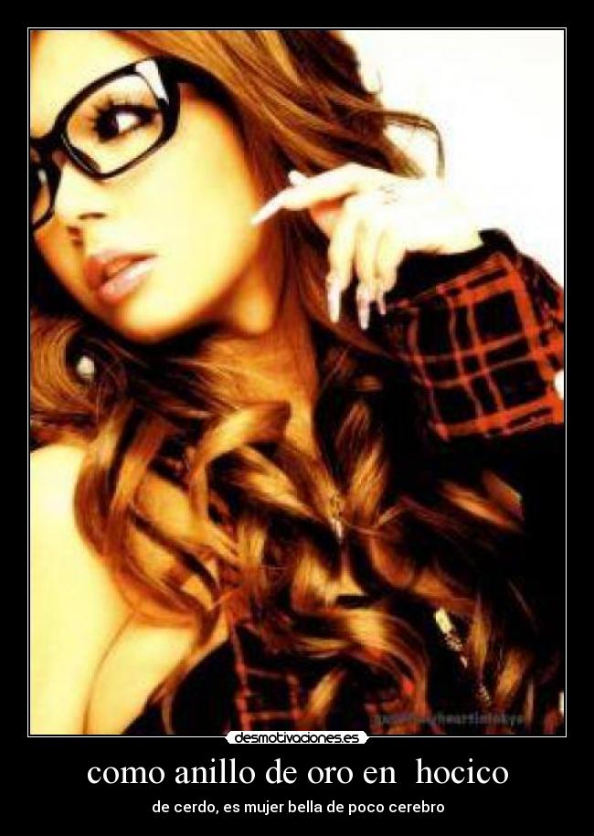 como anillo de oro en  hocico - de cerdo, es mujer bella de poco cerebro