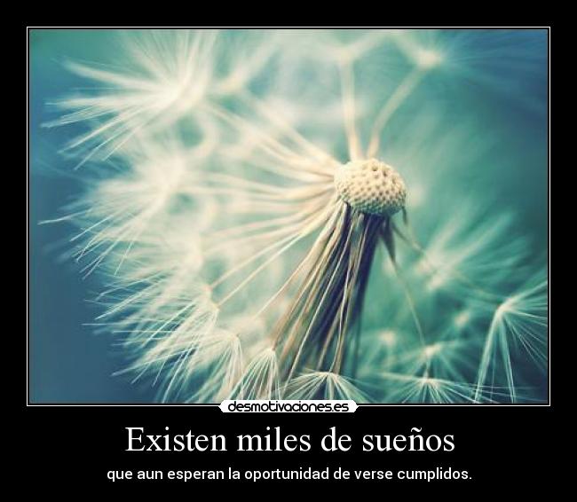 Existen miles de sueños - que aun esperan la oportunidad de verse cumplidos.