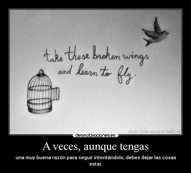 A veces, aunque tengas - una muy buena razón para seguir intentándolo, debes dejar las cosas estar.