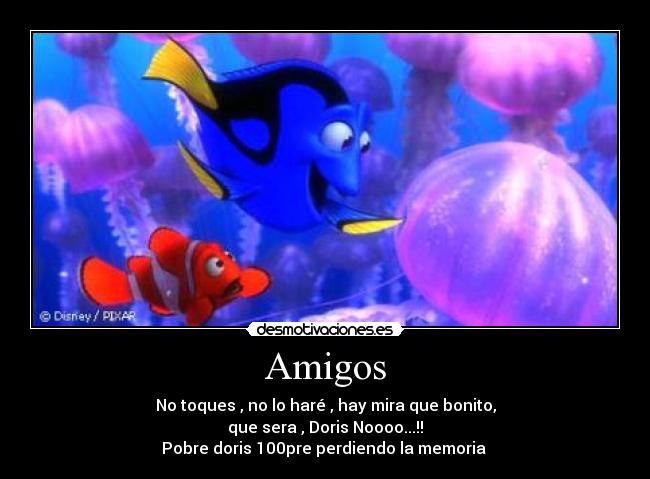 Amigos - No toques , no lo haré , hay mira que bonito,
que sera , Doris Noooo...!!
Pobre doris 100pre perdiendo la memoria ♥