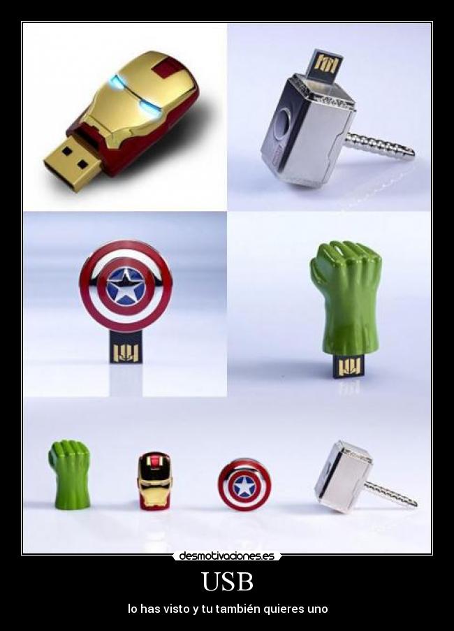 carteles usb los vengadores querer desmotivaciones