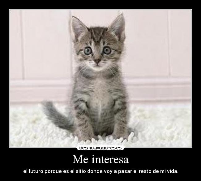 Me interesa - el futuro porque es el sitio donde voy a pasar el resto de mi vida.